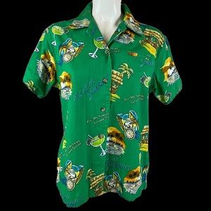 Jimmy Buffet Parrot Margaritaville Button Hawaiian Shirt Women's Large F310